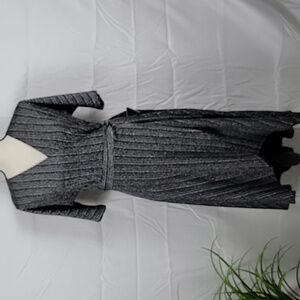 Spense Size XS Metallic Black & Silver Raglan Sleeve Belted Dress, NEW with Tag